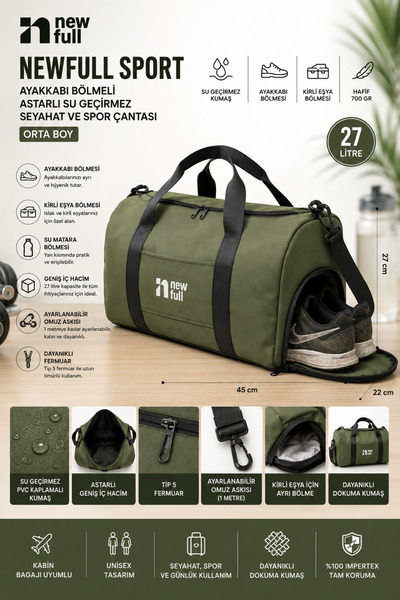 NEWFULL Sport Shoe Compartmented Waterproof Travel and Sport Bag - Medium Size