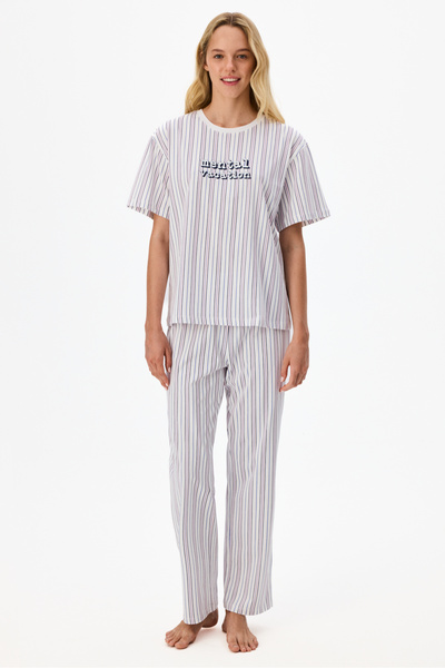 Penti Vacation Çizgili Kısa Kollu Pantolon Pijama Takımı