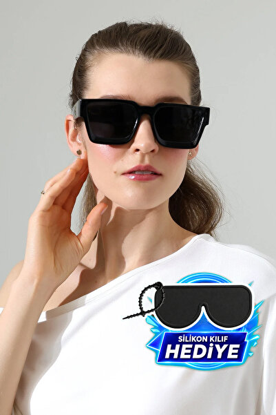 MİLANO KORS Women's Black Frame Black Glass Gold Handle and Frame Detail Sung...