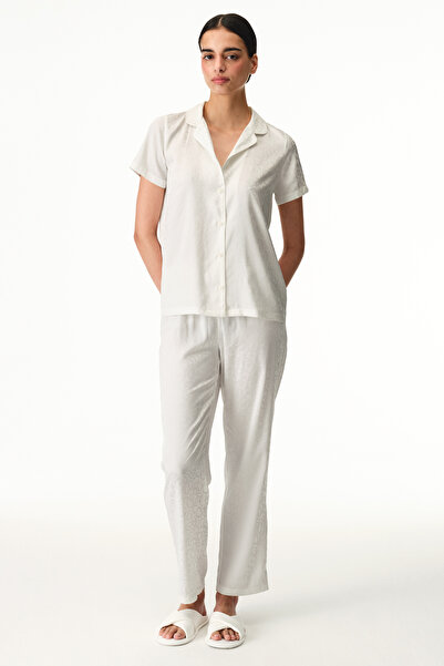 Penti Off-White Bridal Charming Button-Down-Hemd-Hosen-Pyjama-Set
