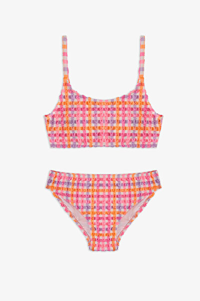 Penti Girl's Pink Vicky Halter Gingham Patterned Bikini Set