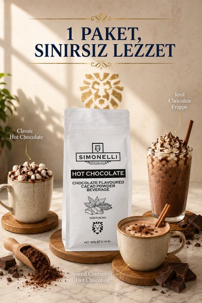 Simonelli Çikolata Aromalı Sıcak Çikolata Tozu 900 g - Yoğun Kıvamlı Sıcak İçecek Tozu Paket