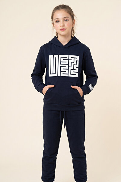 CRASSİ Girl's Tracksuit Set with Hood and Pockets