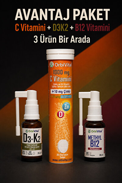 OrbiVital Avantaj Paket C Vitamini + D3K2 Vitamini + B12 Vitamini