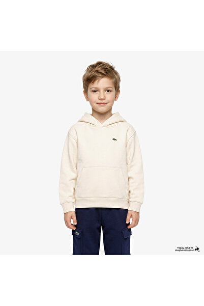 Lacoste Çocuk Kapüşonlu Krem Sweatshirt