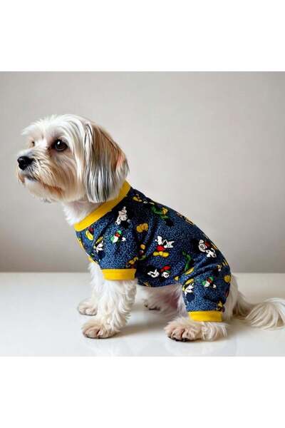 MİNİŞ PET BUTİK Miniş Mikili Small Breed Dog Flexible Combed Cotton Jumpsuit ...