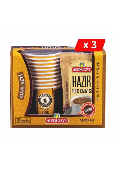 Altıncezve Hazır Türk Kahvesi Ofis Seti Şekerli 10 x 11 Gr- 3LÜ PAKET