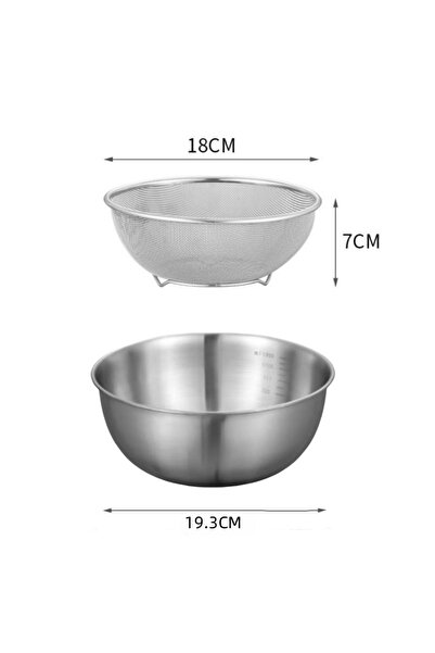 Choice M and Drain Basket 1-3 Stainless Steel Bowl Set with Scale for Cooking...