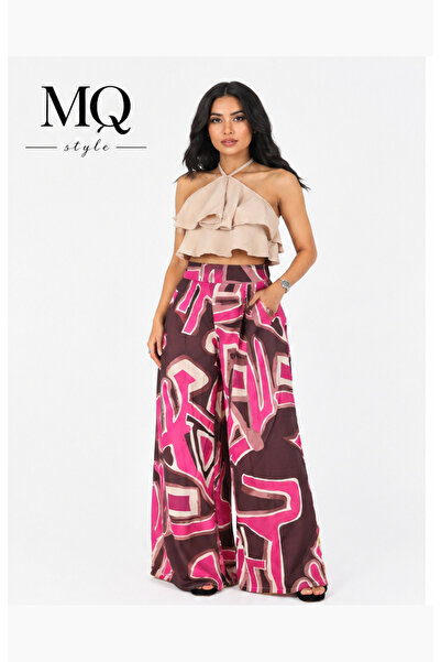 MQ Women's two-piece set: off-the-shoulder sleeveless crop top and wide-leg p...
