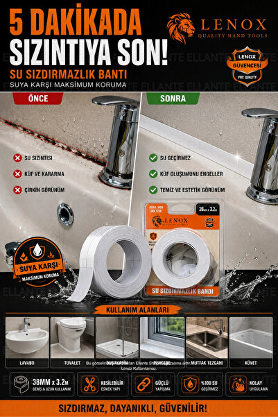 ellante Profesyonel Su Sızdırmazlık Bandı – Lavabo, Küvet, Duşakabin, Pencere...