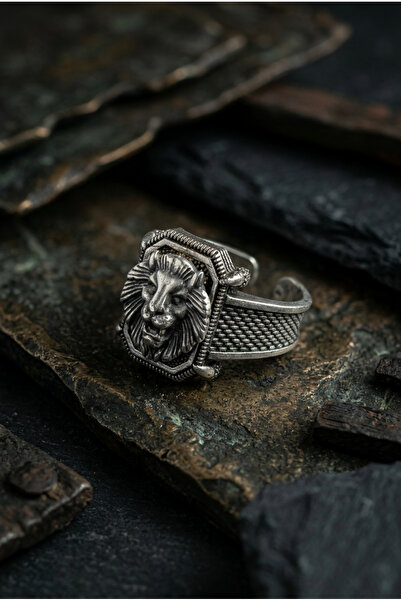 Begondio Special Design Masculine Adjustable Men's Ring with Lion Figure