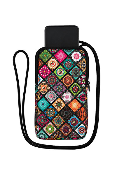 Wallery Bags Desenli Askılı Telefon Çantası – Cüzdan & Boyun Çantası