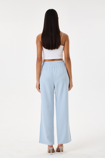 FİRİ 100% Tencel High Waist Wide Leg Pants (Blue)