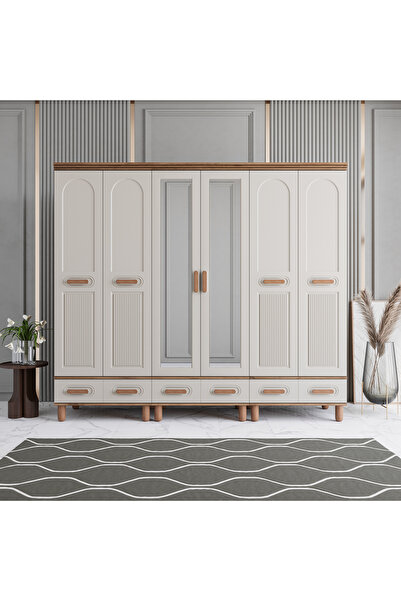 MONZIO Otto 6 Kapaklı Çekmeceli Gardırop %100 MDF