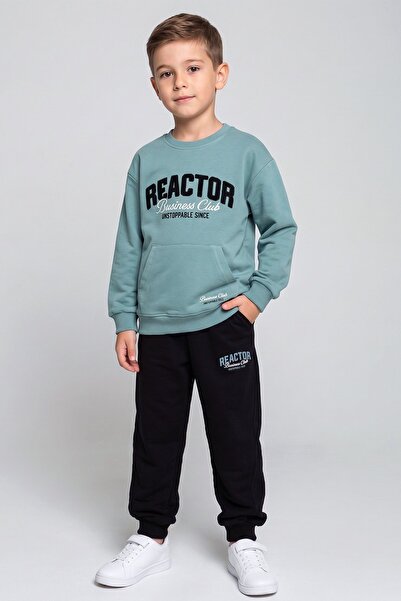 Dmb Boys' Letter Printed Sweatshirt and Jogger Set with Kangaroo Pocket