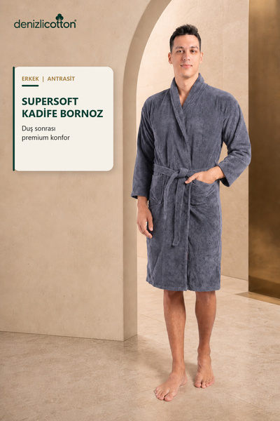 denizlicotton SuperSoft Men's Antibacterial Bathrobe