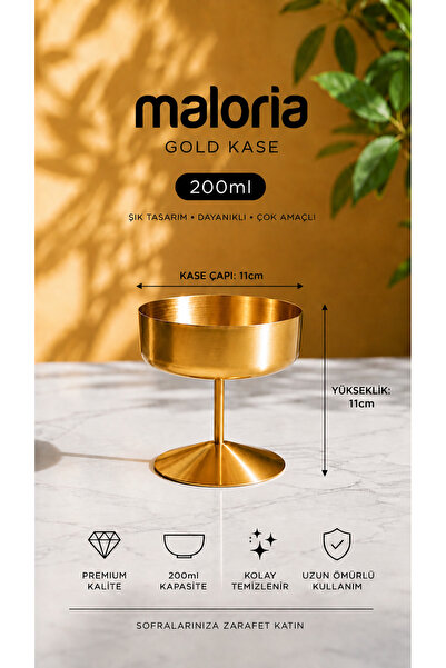 Maloria Vidalı Ayaklı Gold Metal Sunumluk Dekoratif Meyvelik, Şekerlik, Kase ...