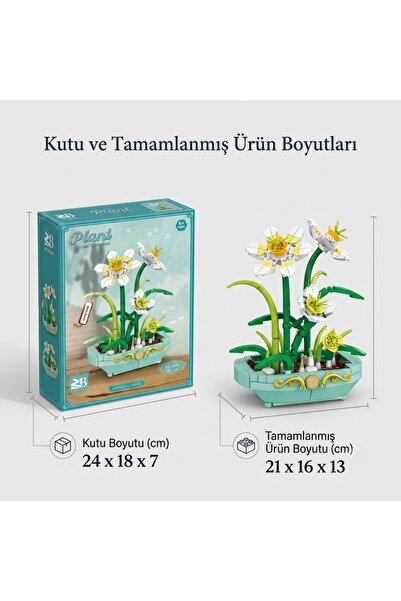 Kmod Life Çiçek Yapı Blokları 3 Boyutlu Puzzle 3D Dekoratif Yapboz