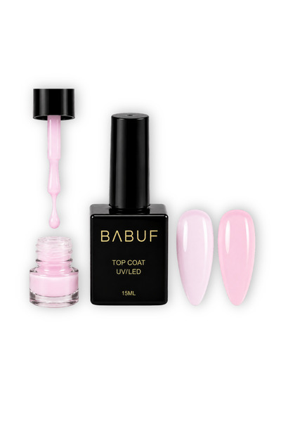 BABUF Top Coat Milky & Nude Collection TCC – Finish Lucios, Protecție UV, 15ml