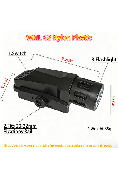 Choice G2 Nylon Plastic BK WML G2 M300 X600 Tactical Flashlight, Fits 20-22mm...