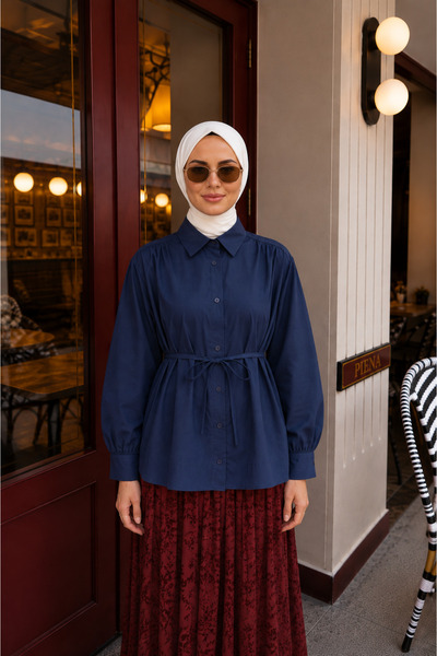 bellura Büzgülü Bağcıklı Gömlek Bluz