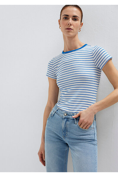 Mavi Striped Piping Detailed T-Shirt Fitted / Bodycon Cut 1613928-91505