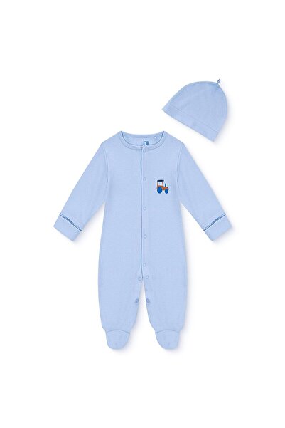 MOTHERCARE Erkek Bebek Tulum-Şapka Çıtçıtlı Bisiklet Yaka Long Sleeve Patikli