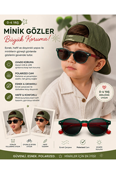 funeyes Unisex Green Red Baby Sunglasses for Children from 0 to 4 Years Old w...