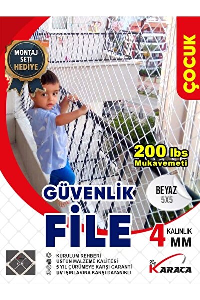 Çocuk Güvenlik File 3x4 m – 4mm Kalın İp, 5x5cm Göz Aralığı