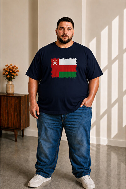 sngl tekstil Men's Large Size Short Sleeve Oman Flag Printed T-Shirt 3XL 4XL ...
