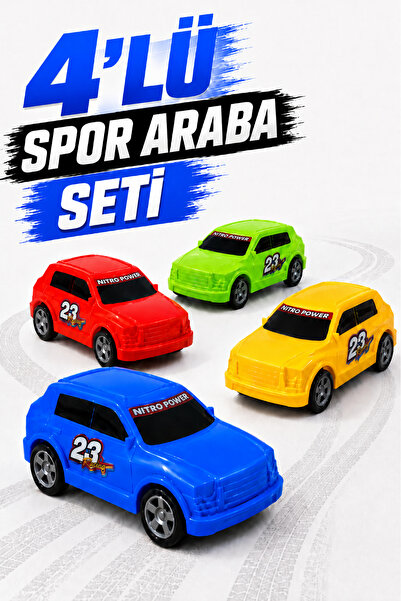 FunkyCraft 4'lü Oyuncak Araba Seti Plastik Arabalar Çocuk Oyun Aracı Renkli A...