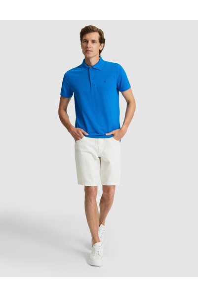 Pierre Cardin تي شيرت ساكس سليم فيت 100% قطن بأزرار وياقة بولو أساسي 50306448-VR045