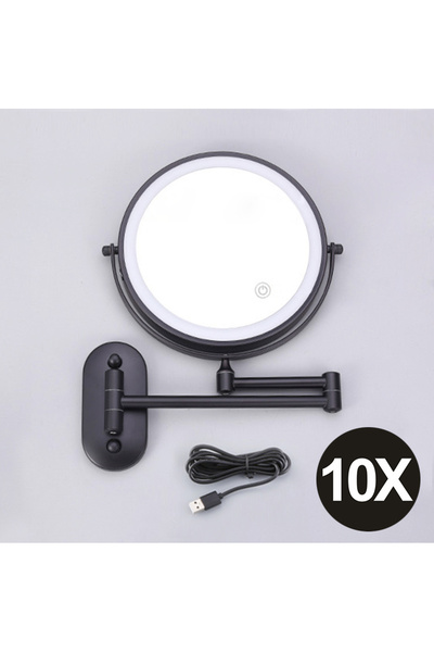Choice3 8inch Black USB 10X 8 inch Makeup Mirror Chrome 3x/5x/7x/10x Magnifyi...