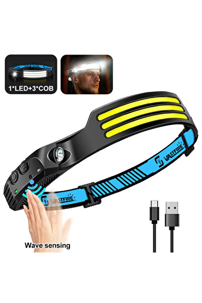 Choice1 Built-in Battery 3COB 1PCS 1~5Pack Headlamp USB Rechargeable LED Sens...