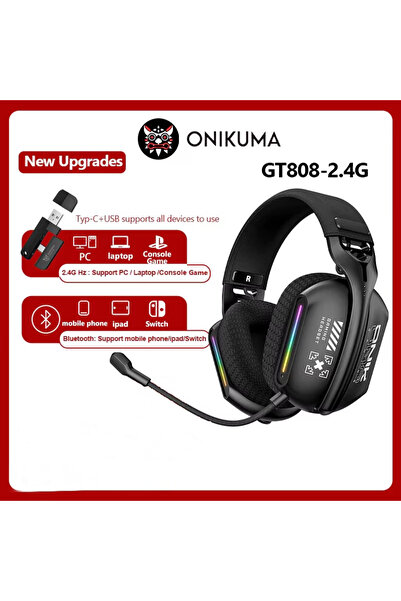 Choice Black Onikuma Gt808 Three Modes with Mic E-Sports Wireless Gaming Head...