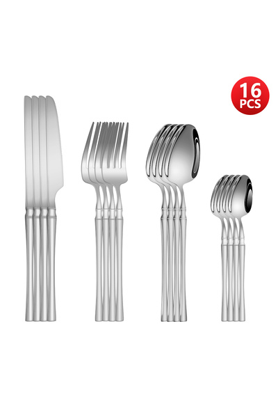 Choice 16pcs-Silver 4/6/16/24pcs Silver Stainless Steel Cutlery Steak Knife a...