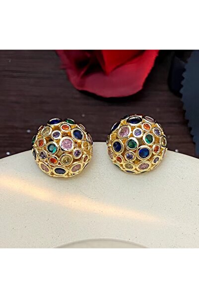 Choice1 golden Creative medieval element earrings, hemispherical design jewel...