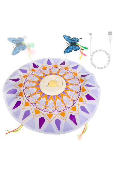 Choice Lavender USB Rechargeable 3-in-1 Interactive Cat Teaser Toy 360° Rotat...
