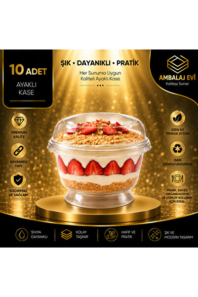 Ambalaj Evi Ayaklı Tatlı Ve Sunum Kasesi Kapak 200 ml 10 Adet Magnolya Kasesi