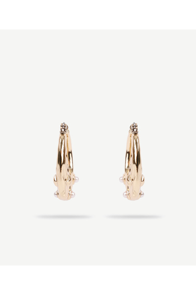 Yargıcı Textured Hoop Gold Earrings