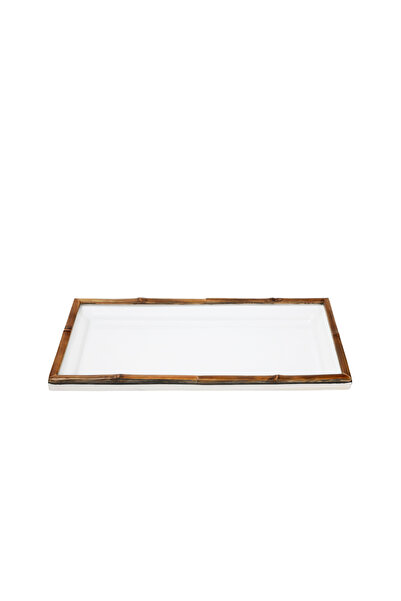 Yargıcı Porselen Bambu Detaylı Servis Tabağı(19x37x4 Cm)