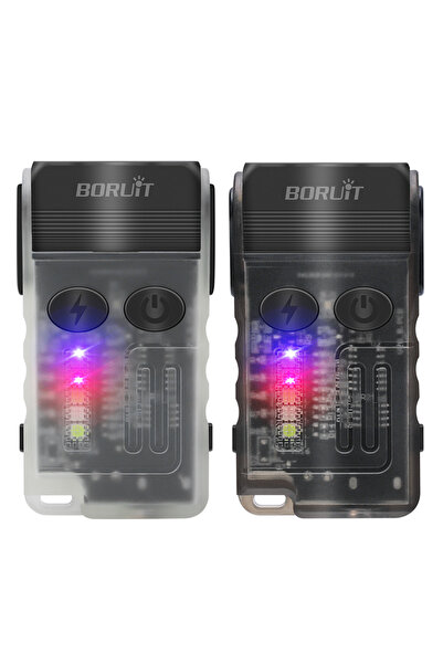 Choice white 1pc black 1pc BORUiT V20 LED Flashlight Keychain 180°Rotation UV...