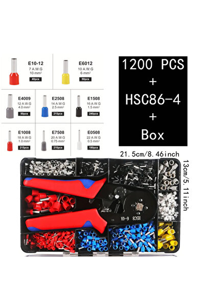 Choice HSC86-4 and 1200pcs 1200 Pcs VE Tubular Crimping Terminal + HSC86-4 Cl...
