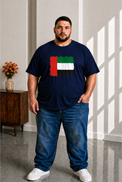 sngl tekstil Men's Plus Size Short Sleeve Uae Flag Printed T-Shirt 3XL 4XL 5X...