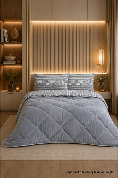 ELY PARKER Colorful Patterned King Size Quilt with Plush Double-Sided Pillowc...