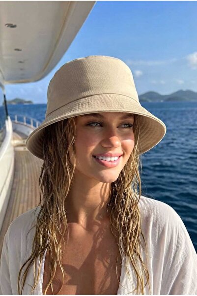 Betülce Unisex Bucket Fisherman Hat – Light Beige, Foldable, All-Season Use