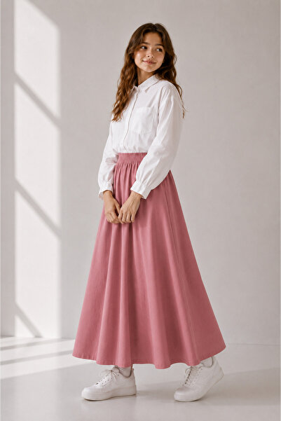 Angel&Co. Girls Clothing Modest Long Girls' Seasonal Skirt-Soft Coral
