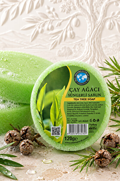 Dermolive Çay Ağacı Süngerli Bitkisel Banyo Sabunu 120 g, El, Yüz ve Vücut - ...
