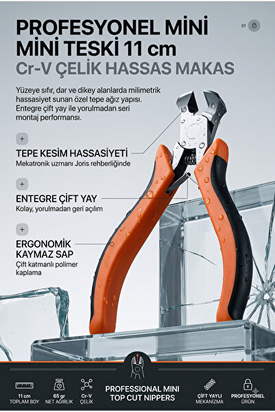 Transformacion Profesyonel Mini Tepe Keski 11 cm - Cr-V Çelik Hassas Elektron...
