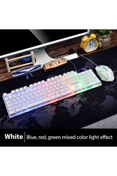 Choice White KM320 Keyboard And Mouse Set Waterproof Luminous Game Backlit Ke...